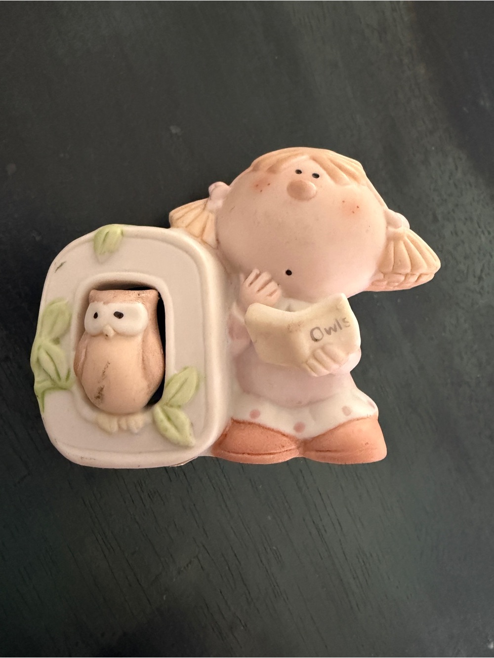 Bumkins Pink and Peach Girl Figurine with Owl Accent